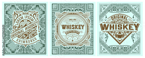 Set of 3 vintage labels for packing