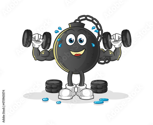 prison ball weight training illustration. character vector