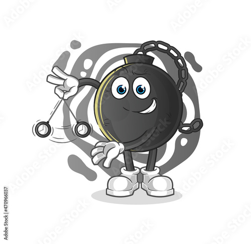 prison ball hypnotizing cartoon. cartoon mascot vector