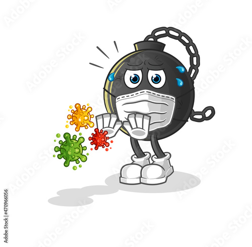 prison ball refuse viruses cartoon. cartoon mascot vector