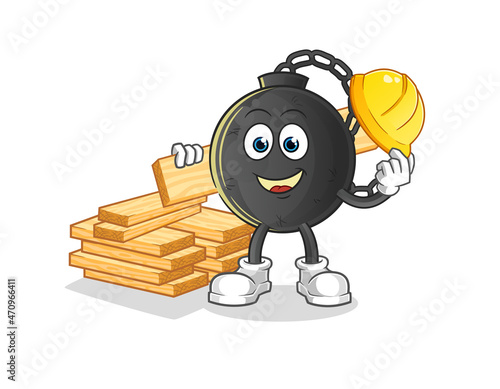 prison ball builder vector. cartoon character