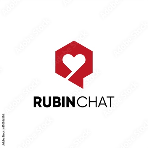 Rubin Chat Logo design. Letter R. Chat. Love. Adult Dating.