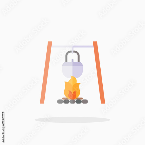 Cooking Pot icon. Flat Color style. Vector illustration. Enjoy this icon for your project.