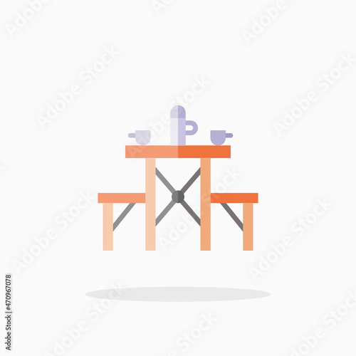Table Camp icon. Flat Color style. Vector illustration. Enjoy this icon for your project.