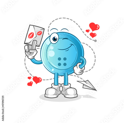 shirt button hold love letter illustration. character vector