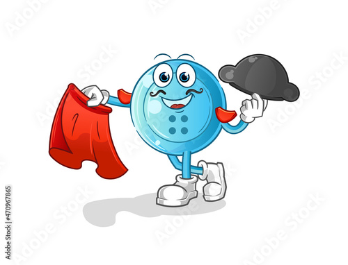 shirt button matador with red cloth illustration. character vector