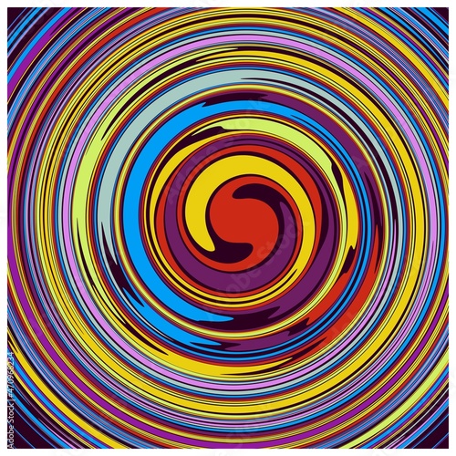Circle vivid  abstract and colorful psychedelic background made in old-school style.