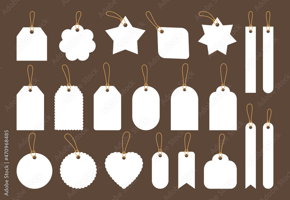 Label frame empty tag, template sale set. Blank advertising price