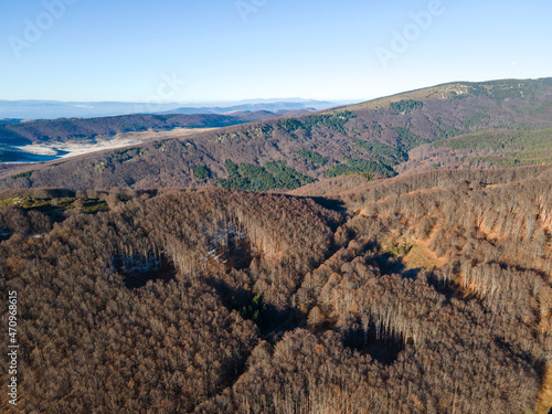 Aerial view of Petrohan Pass, Balkan Mountains, Bulgaria photo