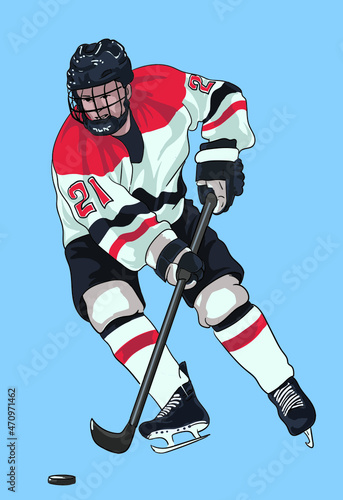drawing ice hockey athlete, sport collection, art.illustration, vector