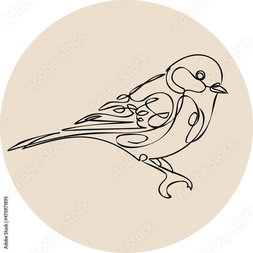 great tit bird art line birds