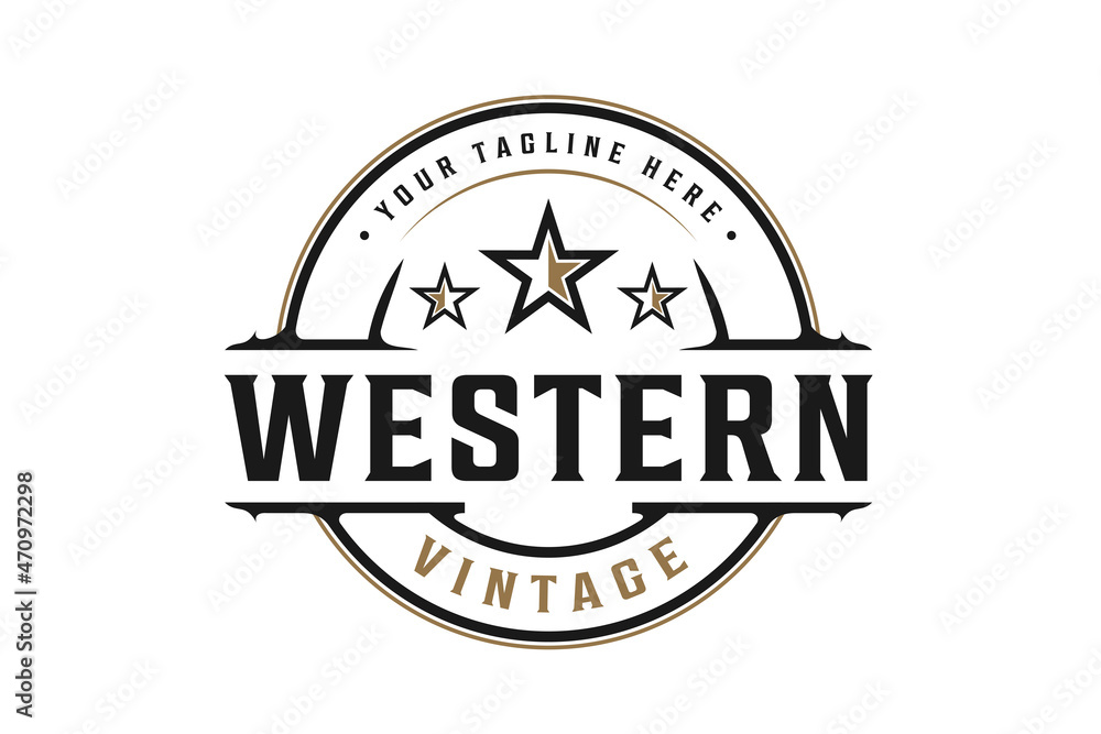 Obraz premium Vintage Retro Western Country Emblem Texas Logo design 