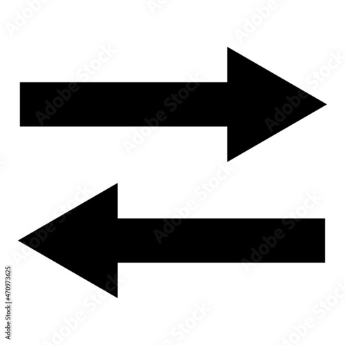 Double arrows icon. Synchronize process. Connection concept. Exchange sign. Flat art. Vector illustration. Stock image.