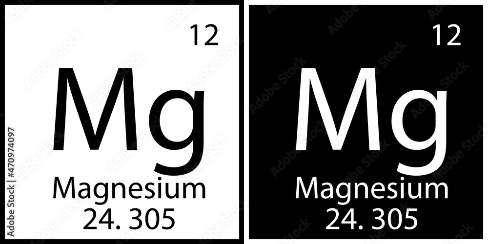 Fototapeta Magnesium sign. Mendeleev table. Black and white. Periodic symbol. Chemical element. Vector illustration. Stock image.