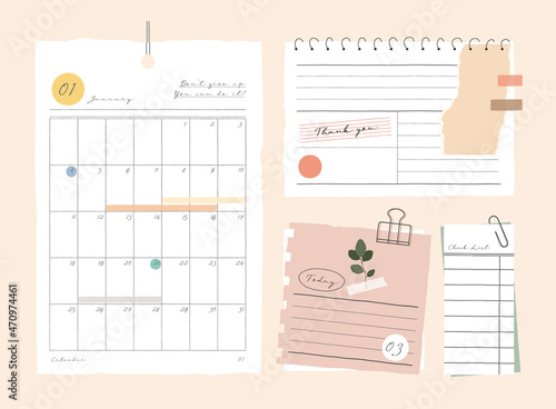 memo template. notes used in a diary or office.