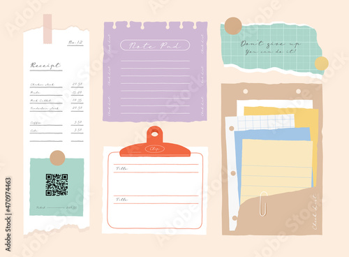 memo template. notes used in a diary or office.