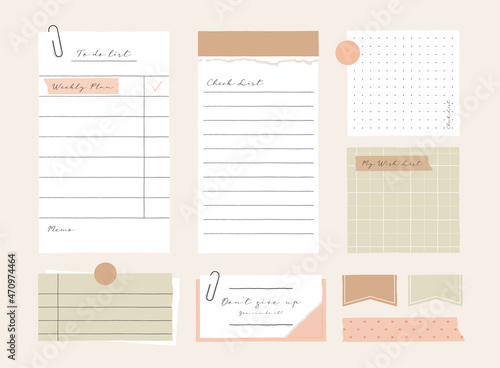 memo template. notes used in a diary or office.