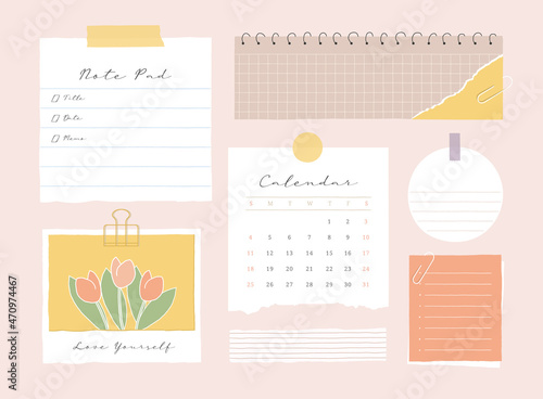 memo template. notes used in a diary or office.