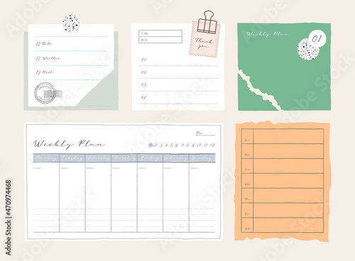 memo template. notes used in a diary or office.