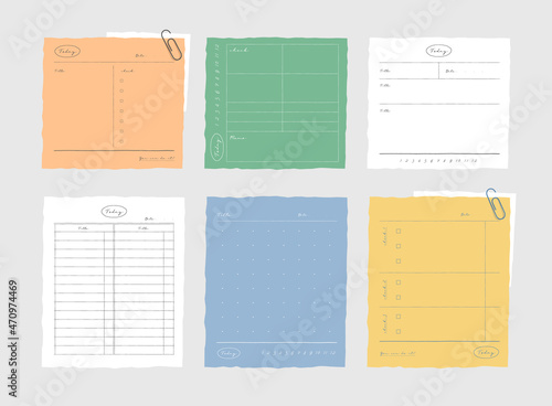 memo template. notes used in a diary or office.