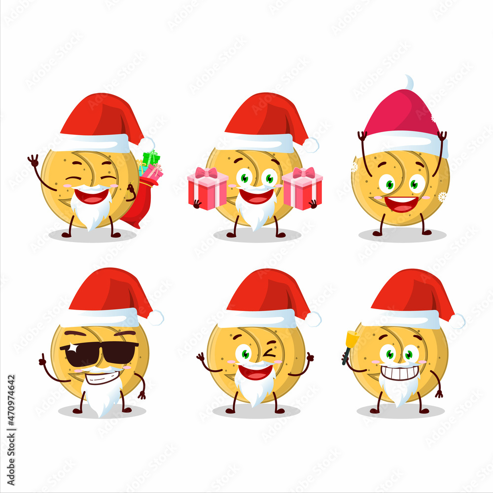 Santa Claus emoticons with dalgona candy moon cartoon character Santa Claus emoticons with dalgona candy moon cartoon character