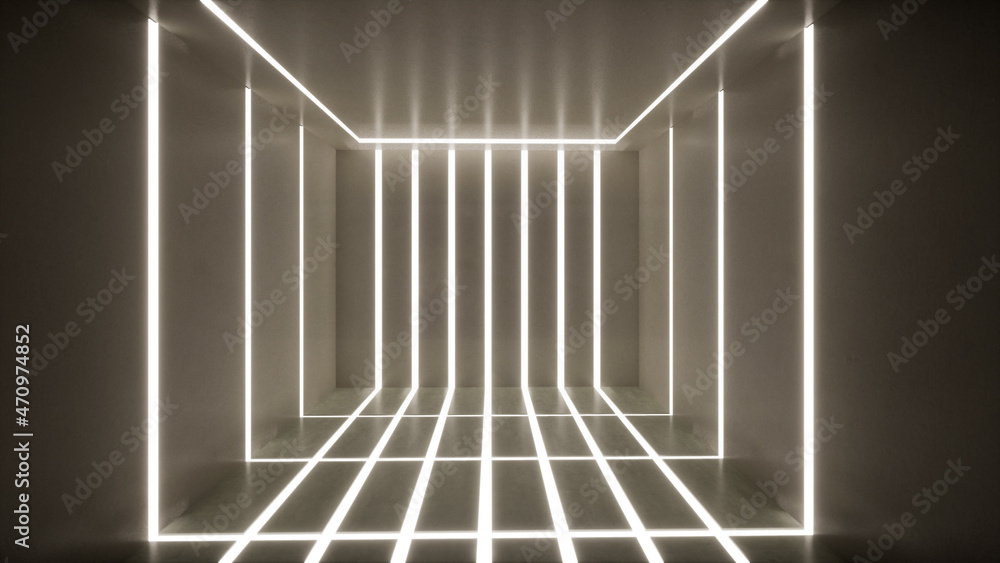 Fototapeta premium abstract white neon light on black background. 3d rendering