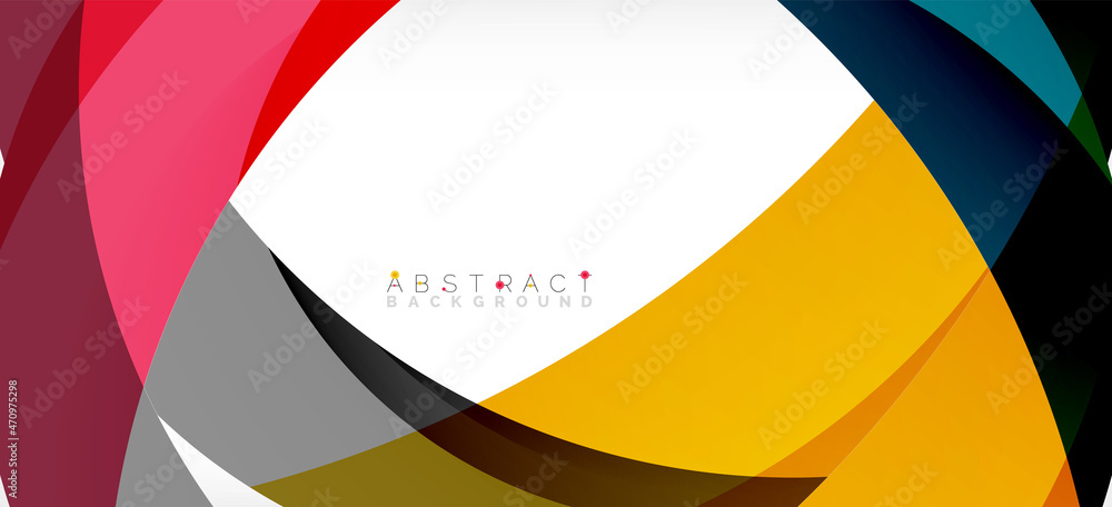 Geometric abstract background. Circle created with overlapping color shapes. Vector Illustration For Wallpaper, Banner, Background, Landing Page Geometric abstract background. Circle created with overlapping color shapes. Vector Illustration For Wallpaper, Banner, Background, Landing Page
