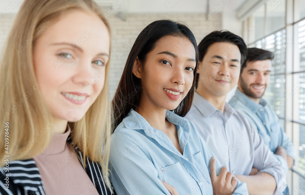 Positive multiethnic business people in office Positive multiethnic business people in office