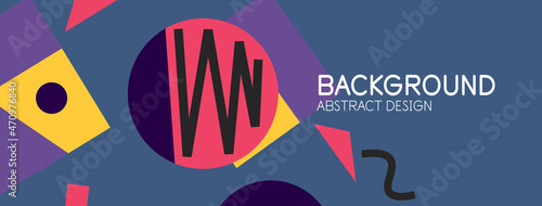 Abstract background. Blocks, lines, triangles, circles composition. Techno or business concept for wallpaper, banner, background, landing page