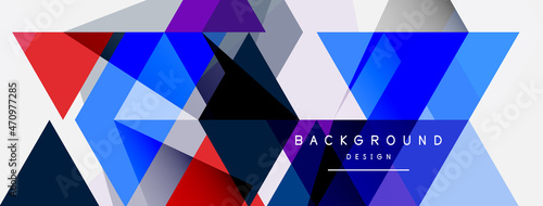 Color triangles composition, geometric abstract background. Techno or business concept, pattern for wallpaper, banner, background, landing page