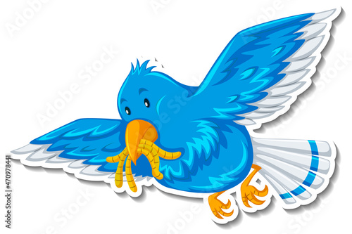 Cute blue bird animal cartoon sticker