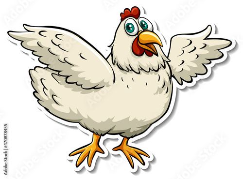 Chicken farm animal cartoon sticker © blueringmedia