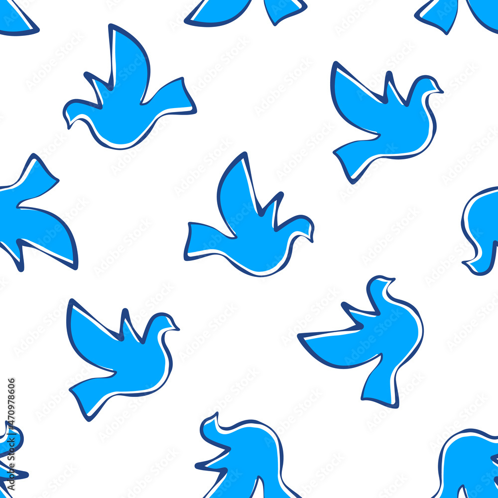 Fototapeta premium flying dove seamless pattern vector illustration