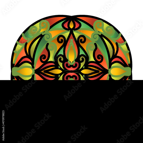 Beautiful colour CIRCLE LOGO OF batik ethnic flower floral and leaf frame 