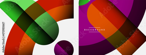 Trendy shapes, color minimal design composition, lines and shadows for wallpaper banner background or landing page © antishock
