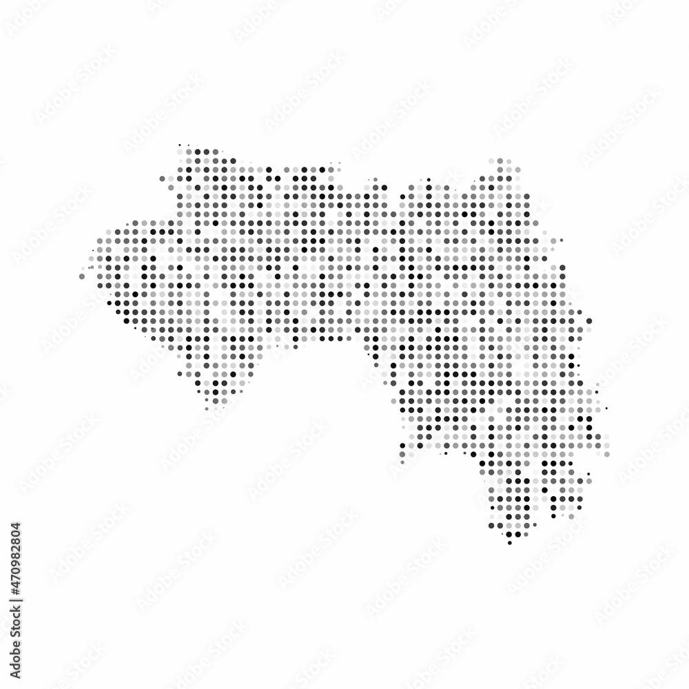 Abstract dotted black and white halftone effect vector map of Guinea. Country map digital dotted design vector illustration.