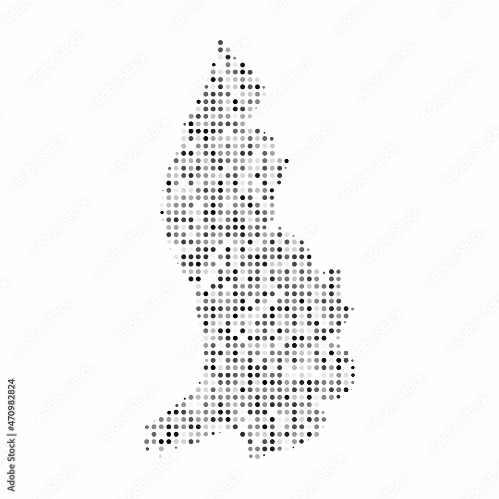 Abstract dotted black and white halftone effect vector map of Liechtenstein. Country map digital dotted design vector illustration.