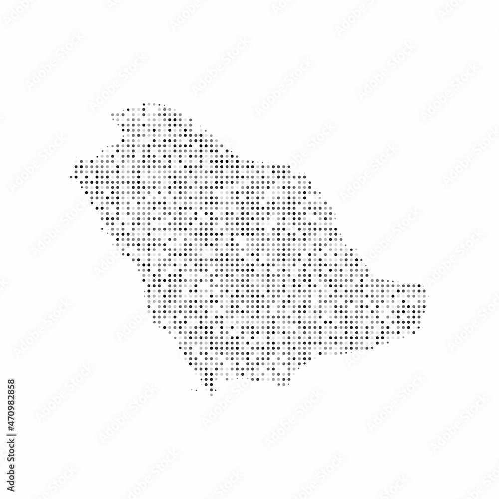 Abstract dotted black and white halftone effect vector map of Saudi Arabia. Country map digital dotted design vector illustration.