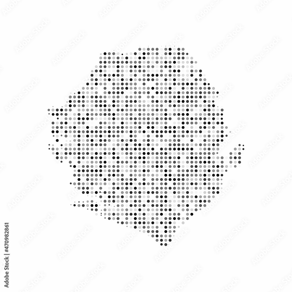 Abstract dotted black and white halftone effect vector map of Sierra Leone. Country map digital dotted design vector illustration.