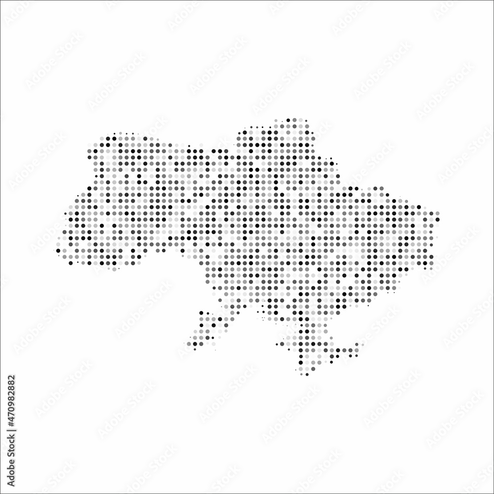 Abstract dotted black and white halftone effect vector map of Ukraine. Country map digital dotted design vector illustration.
