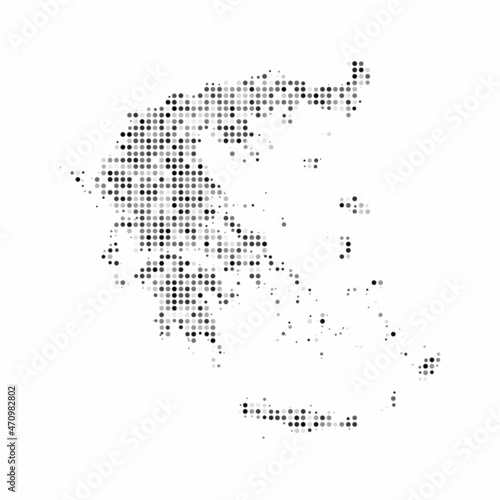 Abstract dotted black and white halftone effect vector map of Greece. Country map digital dotted design vector illustration.