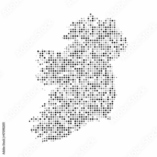 Abstract dotted black and white halftone effect vector map of Ireland. Country map digital dotted design vector illustration.