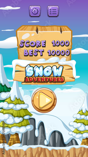 A Game Template Snow Forest Scene