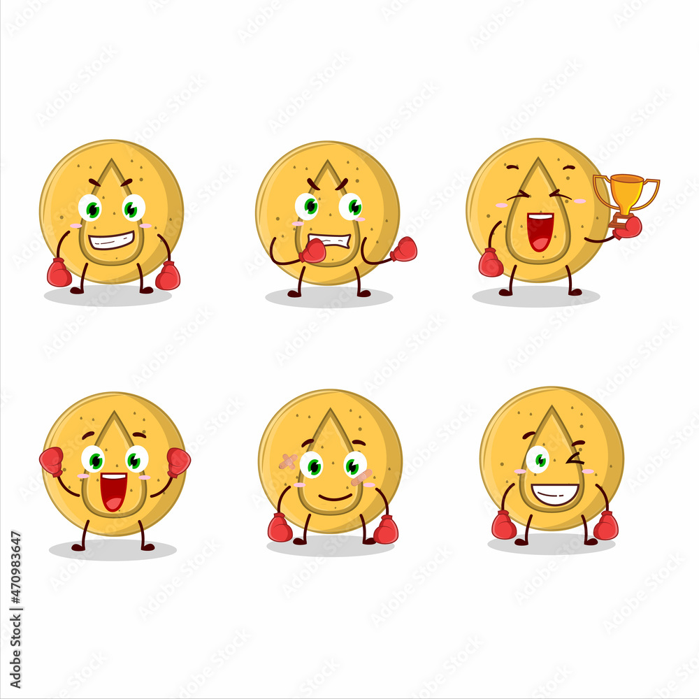A sporty dalgona candy water boxing athlete cartoon mascot design A sporty dalgona candy water boxing athlete cartoon mascot design