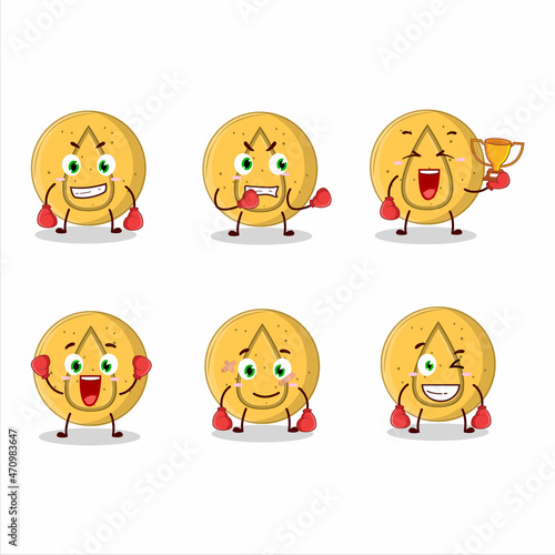 A sporty dalgona candy water boxing athlete cartoon mascot design