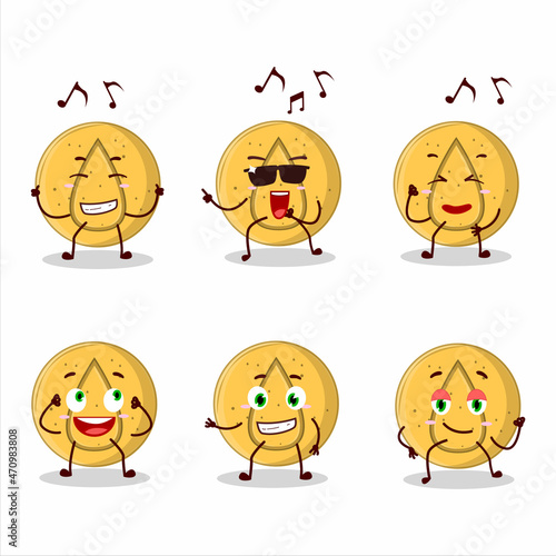 An image of dalgona candy water dancer cartoon character enjoying the music