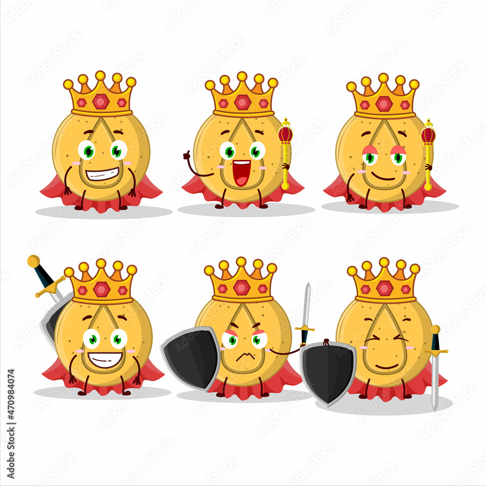 Naklejka premium A Charismatic King dalgona candy water cartoon character wearing a gold crown