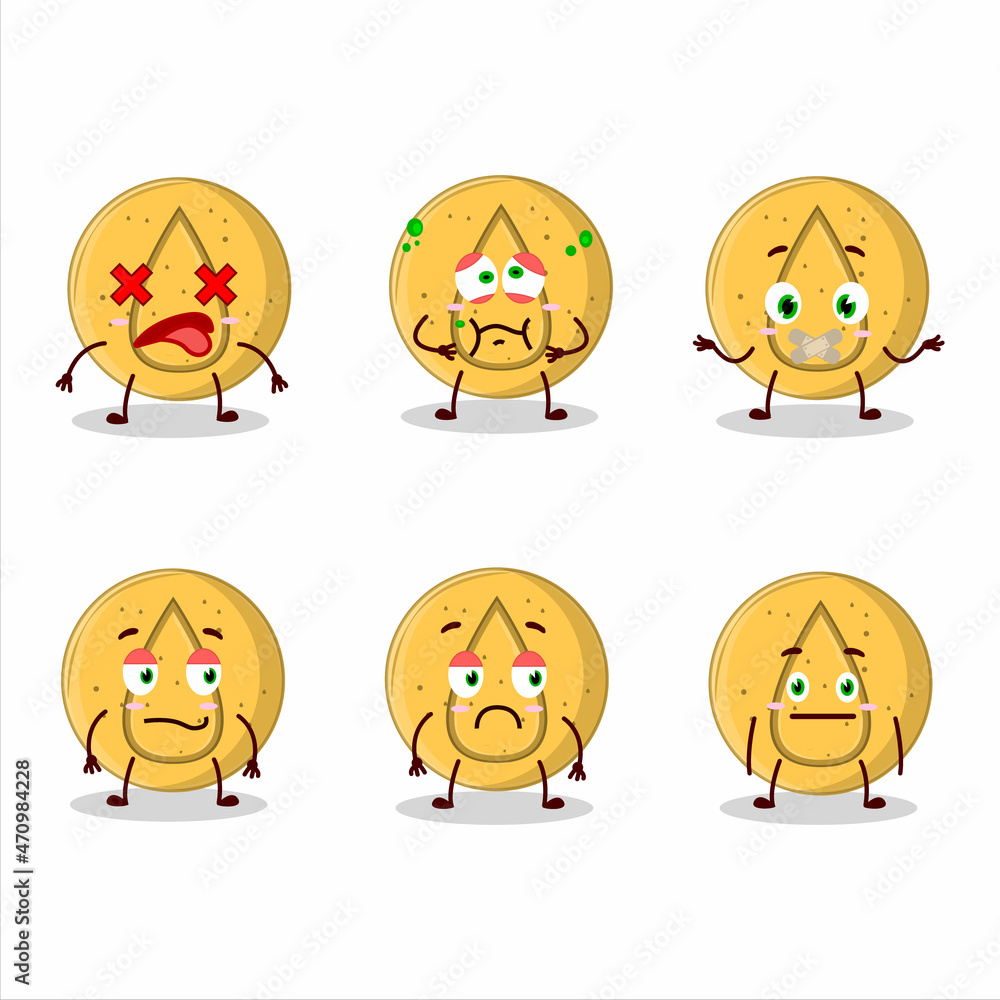 Dalgona candy water cartoon character with nope expression Dalgona candy water cartoon character with nope expression