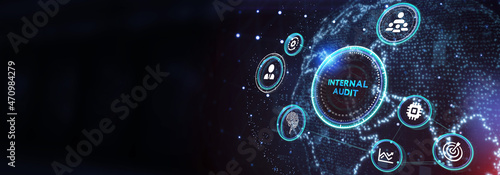 Business, Technology, Internet and network concept. virtual screen of the future and sees the inscription: Internal audit. 3d illustration