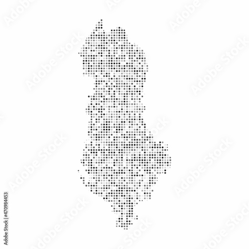 Abstract dotted black and white halftone effect vector map of Albania. Country map digital dotted design vector illustration.